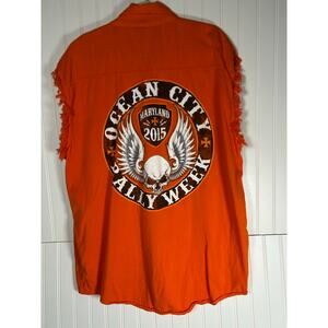 Bikerwear BW USA Ocean City Maryland Rally Week 2015 Orange Sleeveless shirt XXL
